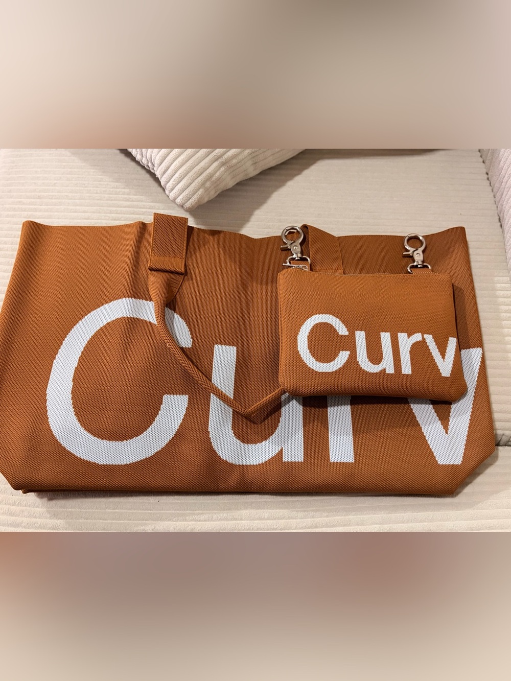 Curves by Sean Brown Cinnamon Large Tote Bag WITH Mini Bag - Brand New! 🤎🤎🤎